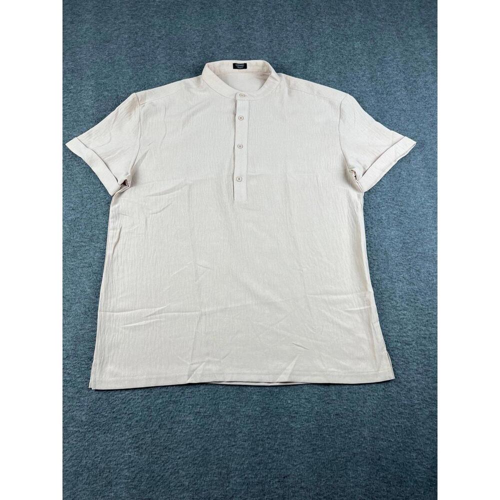 Coofandy Men's Short Sleeve Button-Up Polo Shirt Size Medium